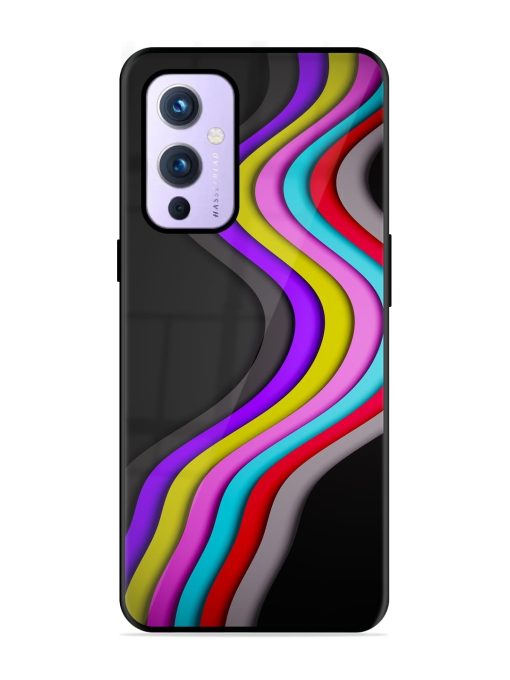 Liquid Blue Abstract Glossy Metal Phone Cover for Oneplus 9 (5G)