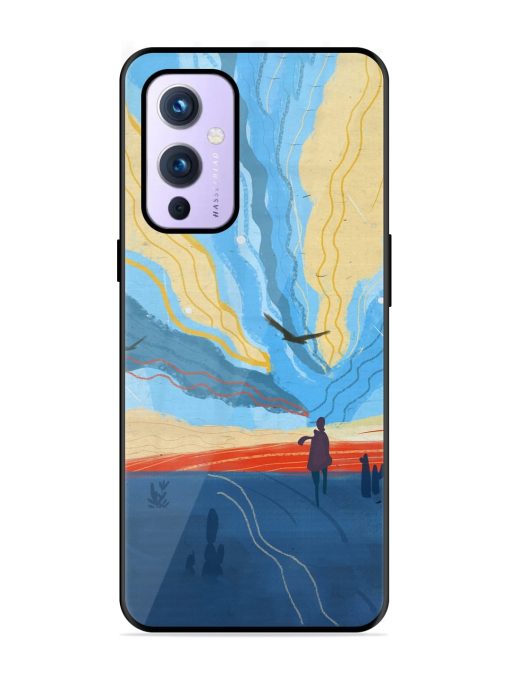 Minimal Abstract Landscape Glossy Metal Phone Cover for Oneplus 9 (5G)