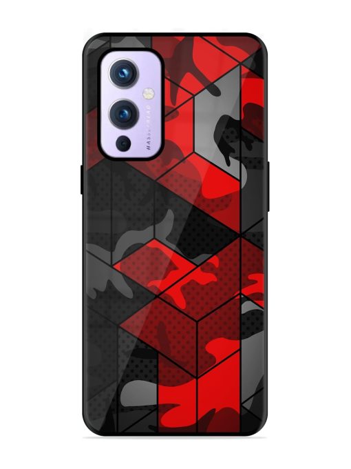 Royal Red Camouflage Pattern Glossy Metal Phone Cover for Oneplus 9 (5G) Zapvi