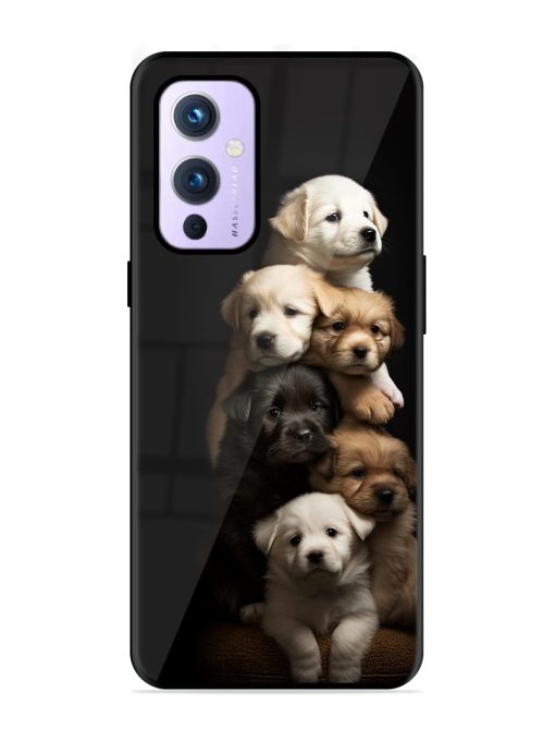 Cute Baby Dogs Glossy Metal Phone Cover for Oneplus 9 (5G) Zapvi