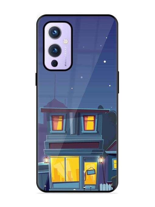 Vector Night House Glossy Metal Phone Cover for Oneplus 9 (5G)