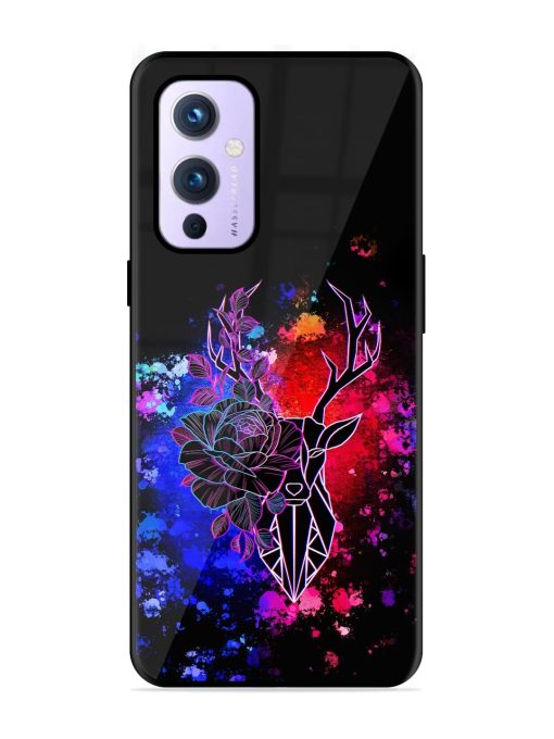 Floral Deer Art Glossy Metal Phone Cover for Oneplus 9 (5G) Zapvi