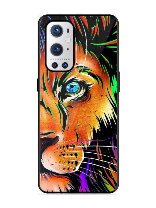 Colorful Lion Design Glossy Metal TPU Phone Cover for Oneplus 9 Pro (5G) Zapvi