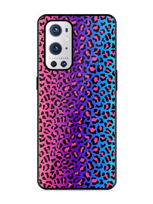 Colorful Leopard Seamless Glossy Metal Phone Cover for Oneplus 9 Pro (5G)