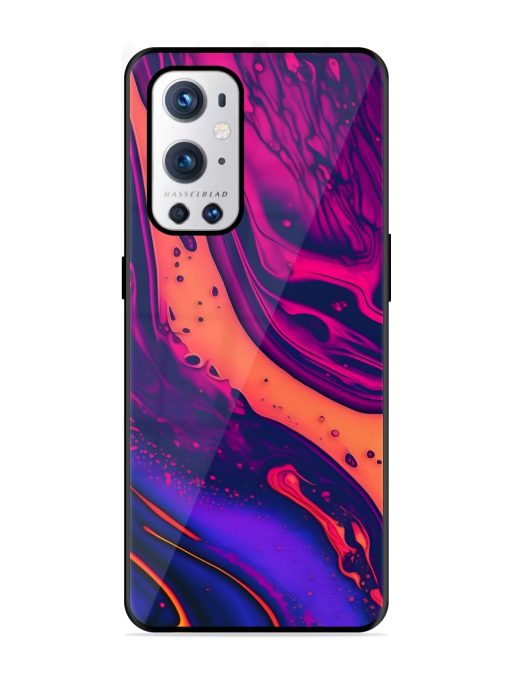 Fluid Blue Pink Art Glossy Metal Phone Cover for Oneplus 9 Pro (5G) Zapvi