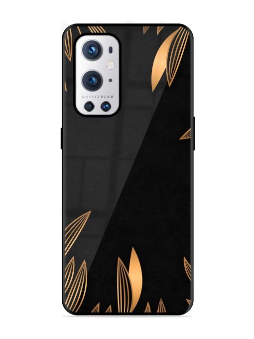 Golden Leaf Pattern Glossy Metal Phone Cover for Oneplus 9 Pro (5G) Zapvi