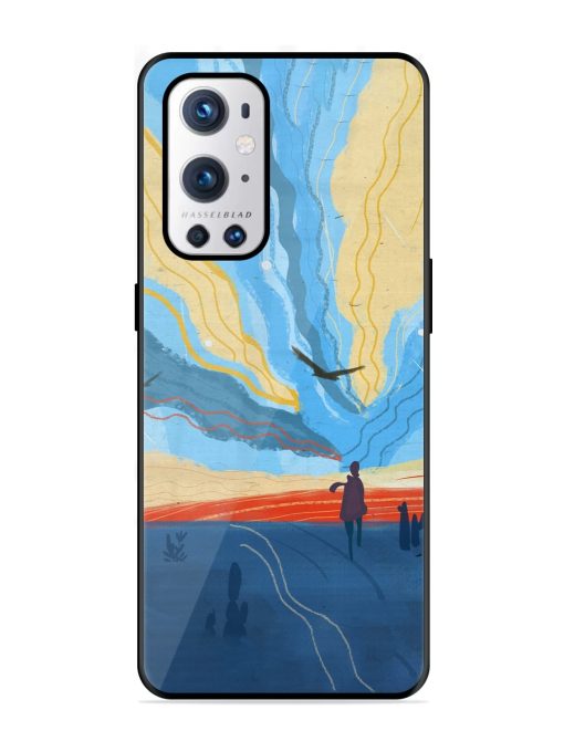 Minimal Abstract Landscape Glossy Metal Phone Cover for Oneplus 9 Pro (5G) Zapvi