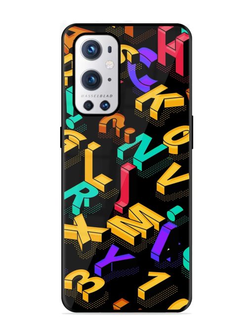 Seamless Pattern With Letters Glossy Metal Phone Cover for Oneplus 9 Pro (5G)