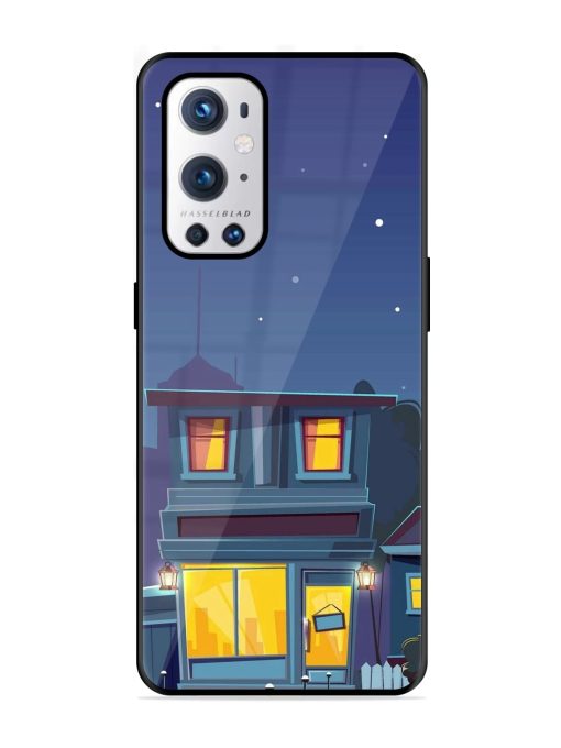 Vector Night House Glossy Metal Phone Cover for Oneplus 9 Pro (5G) Zapvi