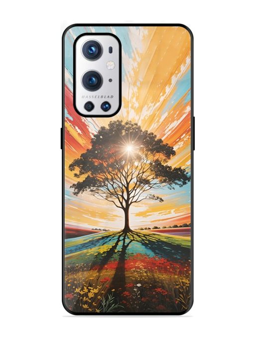 Abstract Tree Colorful Art Glossy Metal Phone Cover for Oneplus 9 Pro (5G) Zapvi