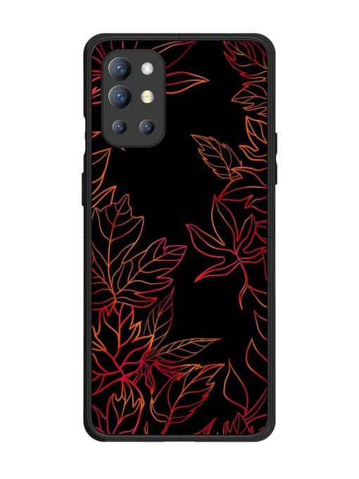 Red Floral Pattern Glossy Metal Phone Cover for Oneplus 9R (5G) Zapvi