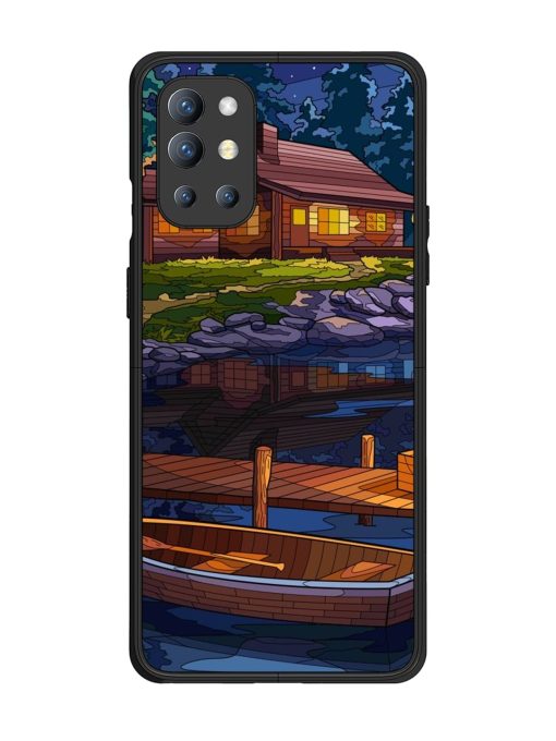 Village Night Scene Glossy Metal Phone Cover for Oneplus 9R (5G) Zapvi