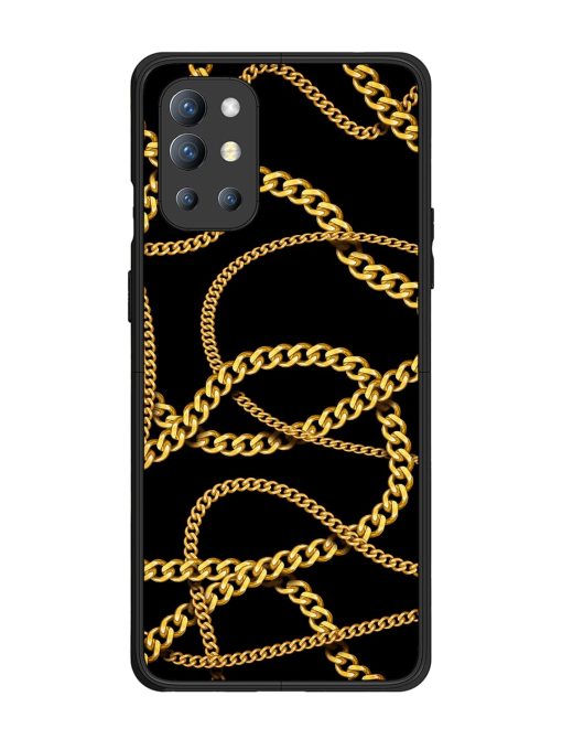 Decorative Golde Chain Glossy Metal Phone Cover for Oneplus 9R (5G) Zapvi