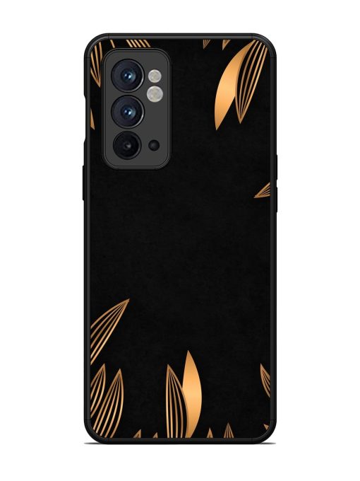 Golden Leaf Pattern Glossy Metal Phone Cover for Oneplus 9RT (5G) Zapvi