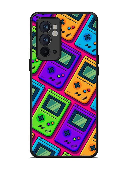 Game Seamless Pattern Glossy Metal Phone Cover for Oneplus 9RT (5G)