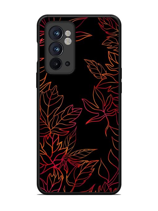 Red Floral Pattern Glossy Metal Phone Cover for Oneplus 9RT (5G) Zapvi