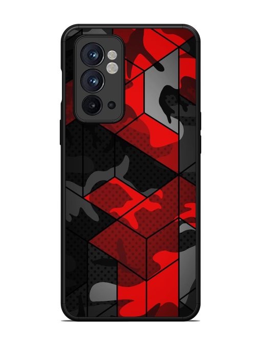 Royal Red Camouflage Pattern Glossy Metal Phone Cover for Oneplus 9RT (5G) Zapvi