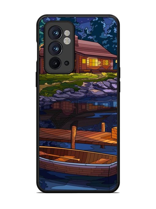 Village Night Scene Glossy Metal Phone Cover for Oneplus 9RT (5G) Zapvi