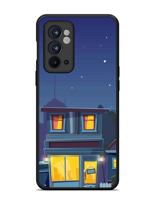 Vector Night House Glossy Metal Phone Cover for Oneplus 9RT (5G) Zapvi