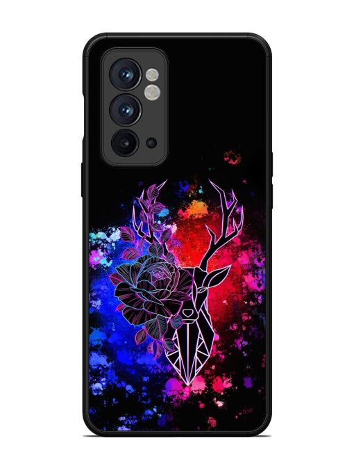 Floral Deer Art Glossy Metal Phone Cover for Oneplus 9RT (5G) Zapvi