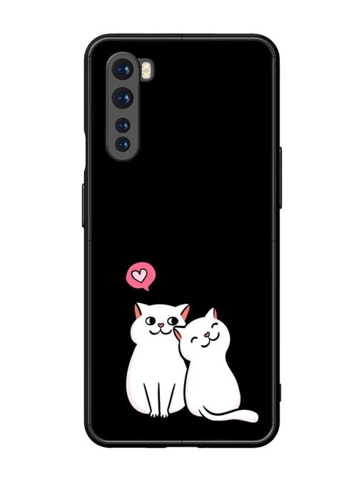 Cat Love Glossy Metal Phone Cover for Oneplus Nord Zapvi