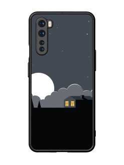 Full Moon Vector Art Glossy Metal Phone Cover for Oneplus Nord