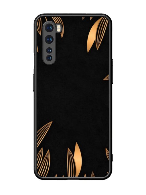 Golden Leaf Pattern Glossy Metal Phone Cover for Oneplus Nord Zapvi