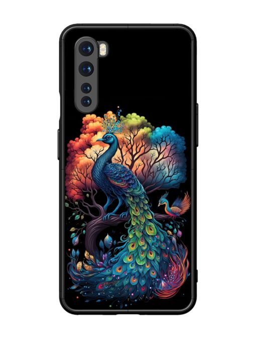 Peacock Tree Art Glossy Metal Phone Cover for Oneplus Nord Zapvi