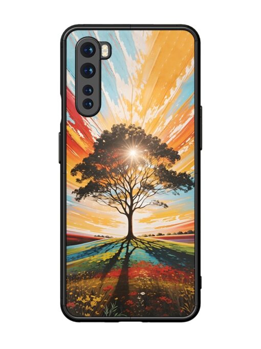 Abstract Tree Colorful Art Glossy Metal Phone Cover for Oneplus Nord Zapvi