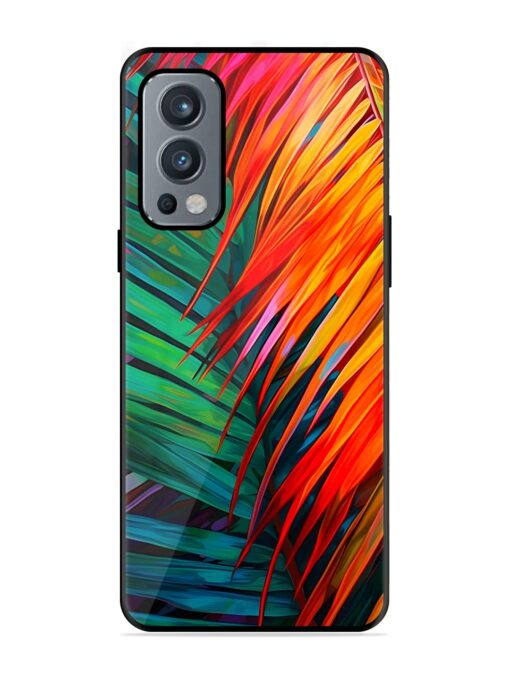 Painted Tropical Leaves Glossy Metal Phone Cover for Oneplus Nord 2 (5G) Zapvi