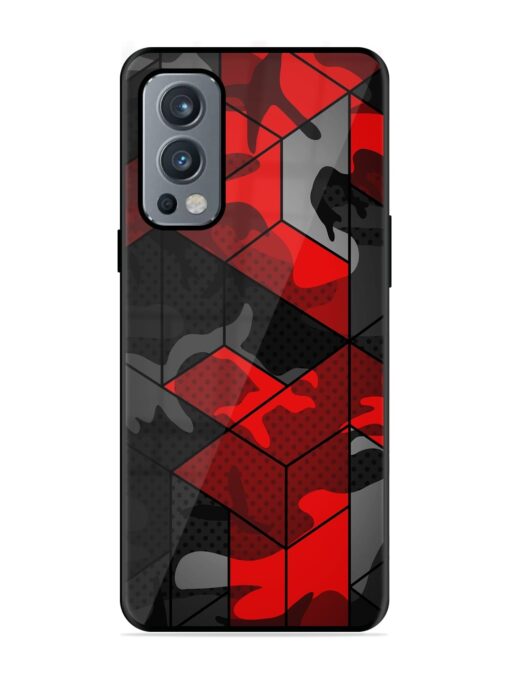 Royal Red Camouflage Pattern Glossy Metal Phone Cover for Oneplus Nord 2 (5G) Zapvi