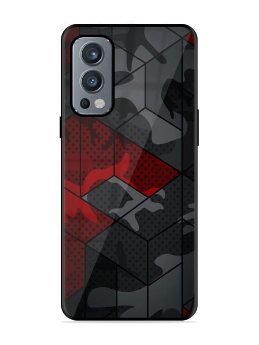 Red And Grey Pattern Glossy Metal Phone Cover for Oneplus Nord 2 (5G) Zapvi