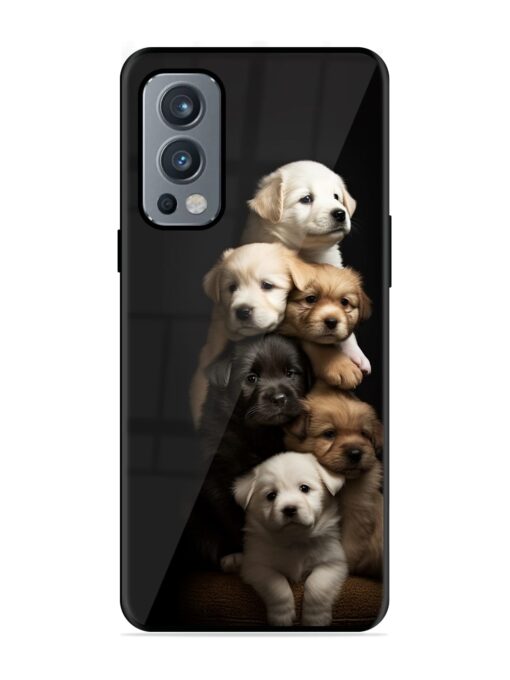 Cute Baby Dogs Glossy Metal Phone Cover for Oneplus Nord 2 (5G) Zapvi