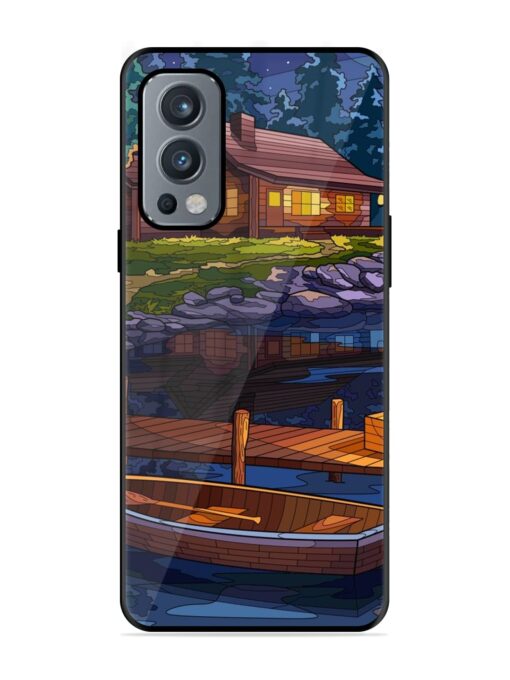 Village Night Scene Glossy Metal Phone Cover for Oneplus Nord 2 (5G) Zapvi