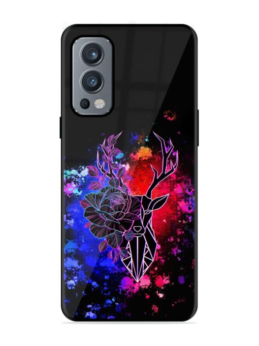 Floral Deer Art Glossy Metal Phone Cover for Oneplus Nord 2 (5G)