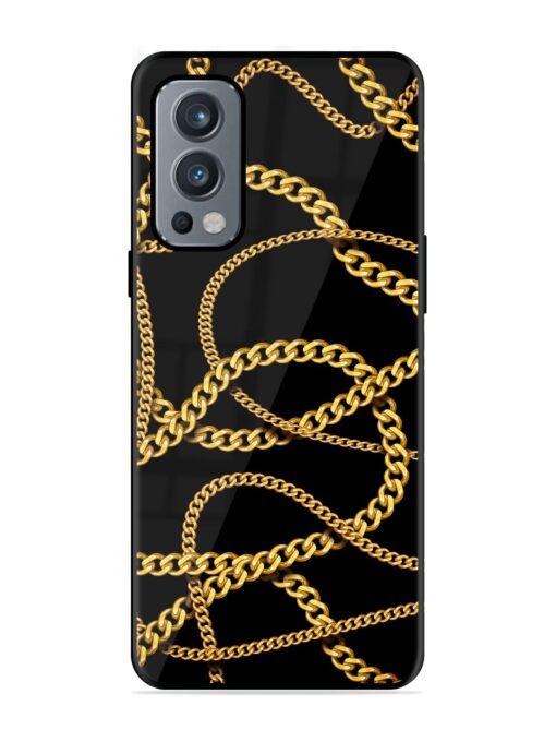 Decorative Golde Chain Glossy Metal Phone Cover for Oneplus Nord 2 (5G)