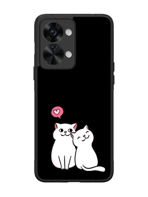 Cat Love Glossy Metal Phone Cover for Oneplus Nord 2T (5G) Zapvi