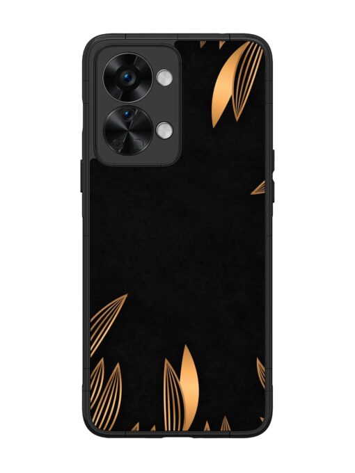 Golden Leaf Pattern Glossy Metal Phone Cover for Oneplus Nord 2T (5G) Zapvi