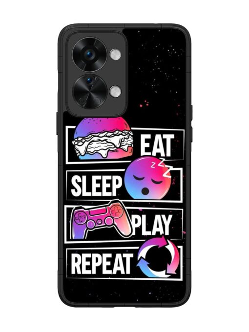 Eat Sleep Play Repeat Glossy Metal Phone Cover for Oneplus Nord 2T (5G)