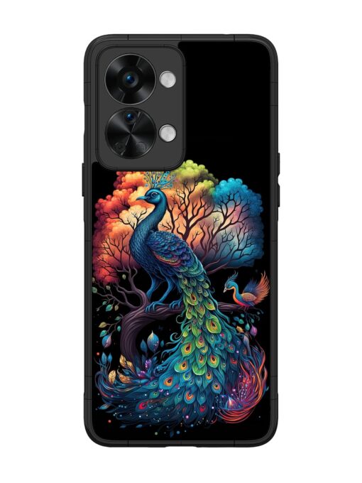 Peacock Tree Art Glossy Metal Phone Cover for Oneplus Nord 2T (5G) Zapvi