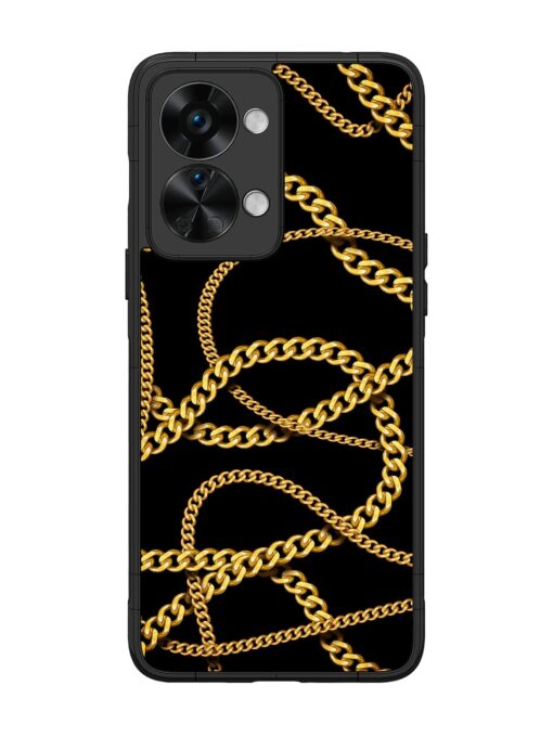 Decorative Golde Chain Glossy Metal Phone Cover for Oneplus Nord 2T (5G) Zapvi