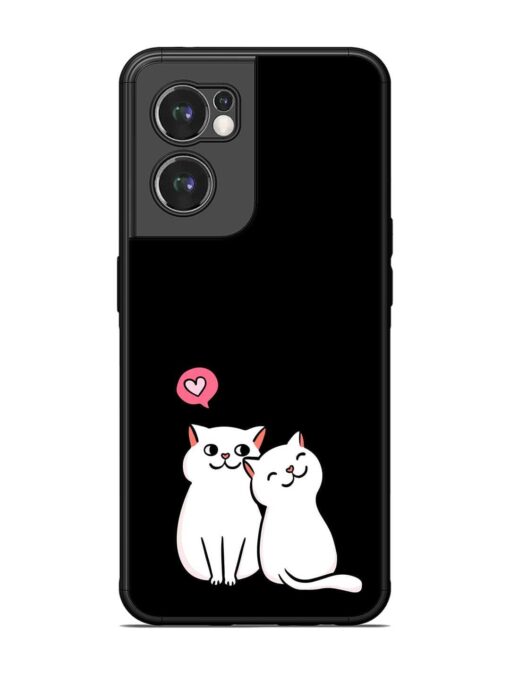 Cat Love Glossy Metal Phone Cover for Oneplus Nord Ce 2 (5G) Zapvi