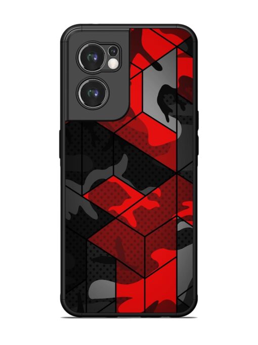 Royal Red Camouflage Pattern Glossy Metal Phone Cover for Oneplus Nord Ce 2 (5G) Zapvi