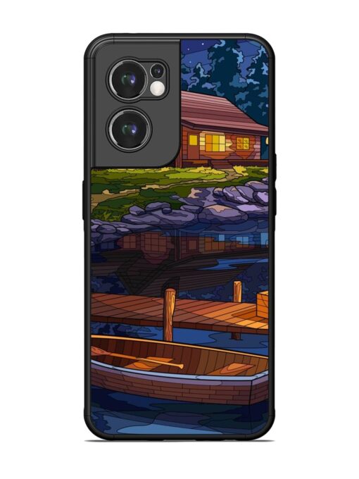 Village Night Scene Glossy Metal Phone Cover for Oneplus Nord Ce 2 (5G) Zapvi