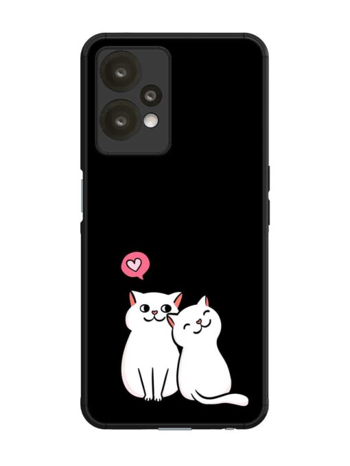 Cat Love Glossy Metal Phone Cover for Oneplus Nord Ce 2 Lite (5G)