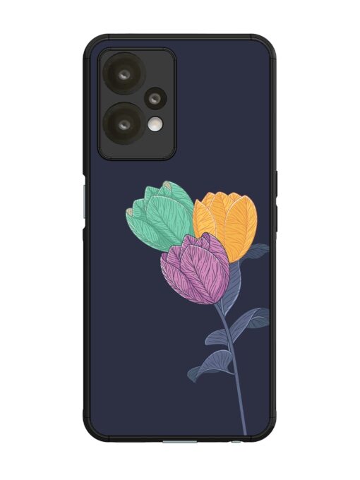 Flower Vector Glossy Metal Phone Cover for Oneplus Nord Ce 2 Lite (5G)