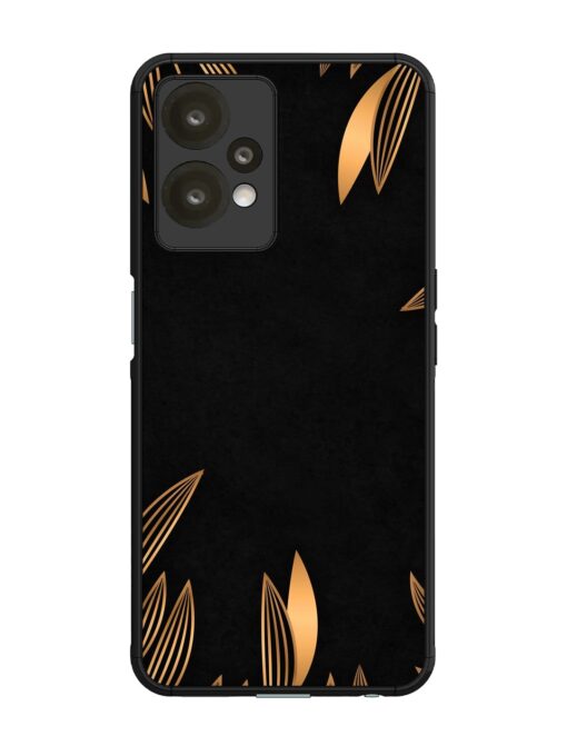 Golden Leaf Pattern Glossy Metal Phone Cover for Oneplus Nord Ce 2 Lite (5G) Zapvi