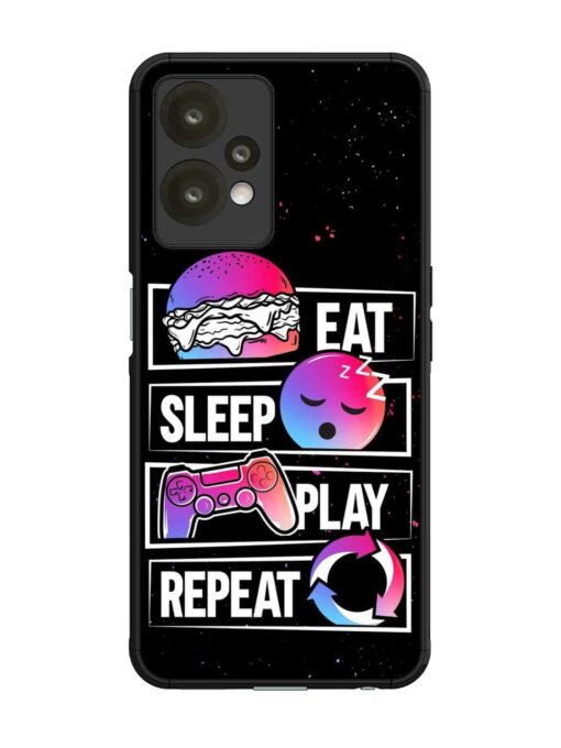 Eat Sleep Play Repeat Glossy Metal Phone Cover for Oneplus Nord Ce 2 Lite (5G) Zapvi