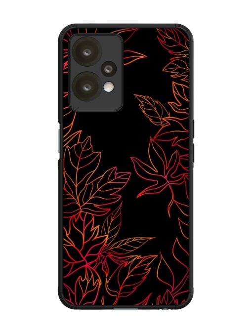 Red Floral Pattern Glossy Metal Phone Cover for Oneplus Nord Ce 2 Lite (5G) Zapvi