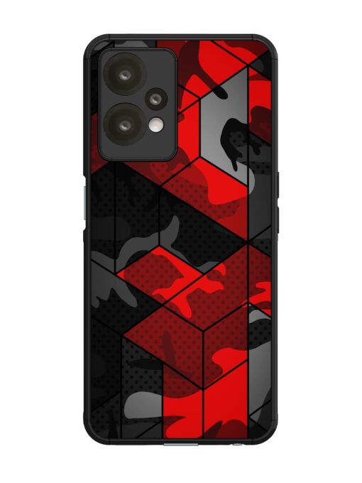 Royal Red Camouflage Pattern Glossy Metal Phone Cover for Oneplus Nord Ce 2 Lite (5G) Zapvi